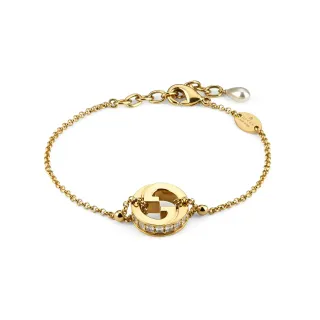 Gucci GG Marmont سوار كريستال ولؤلؤ ذهبي اللون