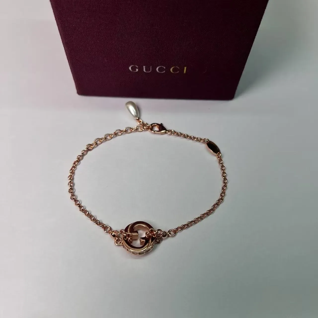 Gucci GG Marmont Gold-Tone Crystal and Pearl Bracelet 2