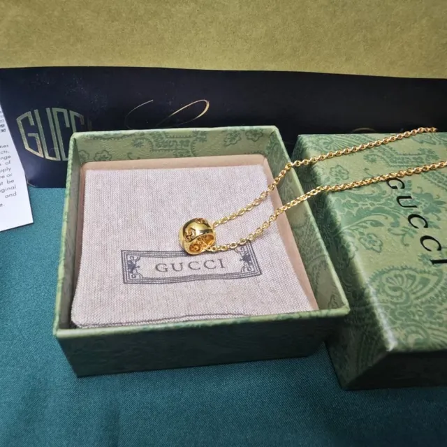 Gucci GG Marmont Gold-Tone Interlocking G Pendant Necklace 4