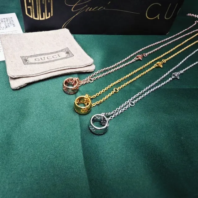 Gucci GG Marmont Gold-Tone Interlocking G Pendant Necklace 8