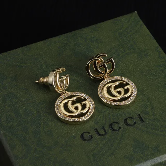 Gucci GG Marmont Gold-Tone Pavé Crystal Interlocking GG Earrings 4