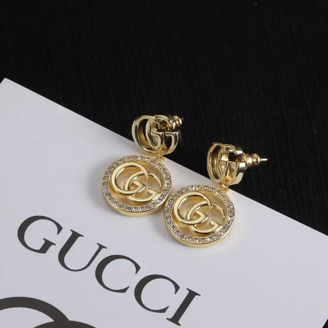 Gucci GG Marmont Gold-Tone Pavé Crystal Interlocking GG Earrings 5