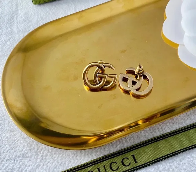 Gucci GG Marmont Interlocking Double G Gold-Tone Stud Earrings 2