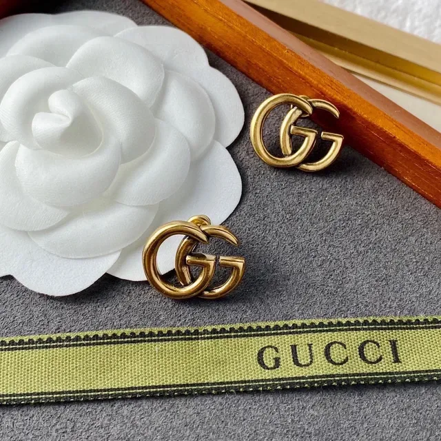 Gucci GG Marmont Interlocking Double G Gold-Tone Stud Earrings 3