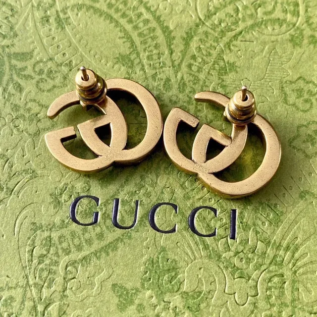 Gucci GG Marmont Interlocking Double G Gold-Tone Stud Earrings 7
