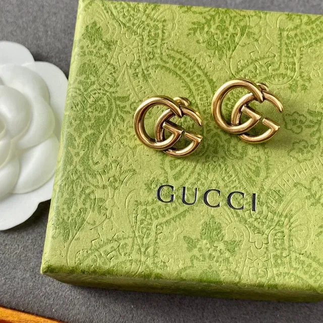 Gucci GG Marmont Interlocking Double G Gold-Tone Stud Earrings 9