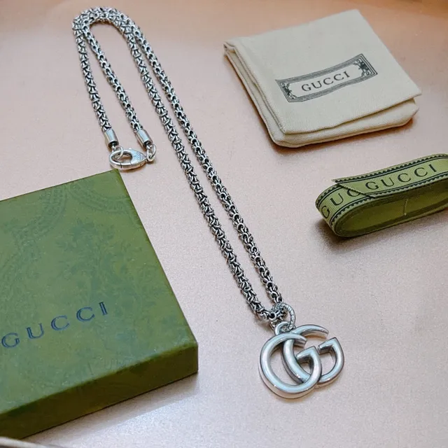 Gucci GG Marmont Interlocking Double G Silver-Tone Necklace 6
