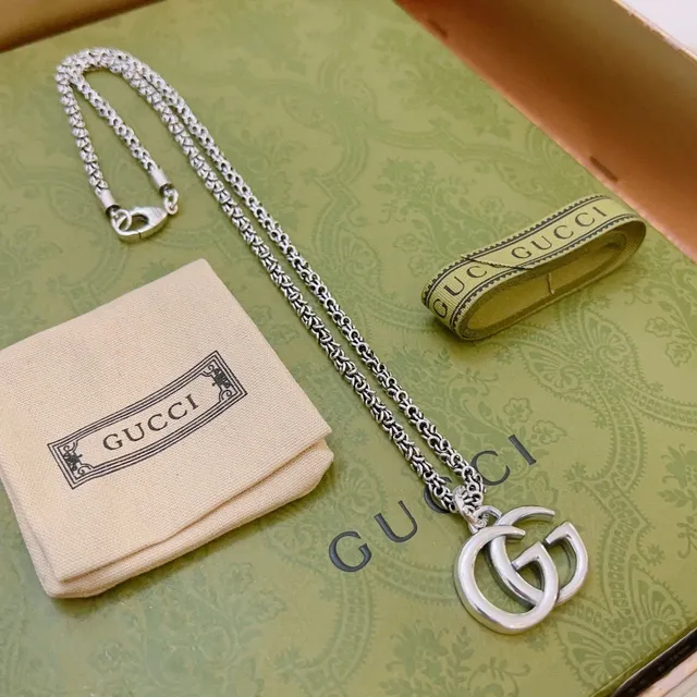 Gucci GG Marmont Interlocking Double G Silver-Tone Necklace 8