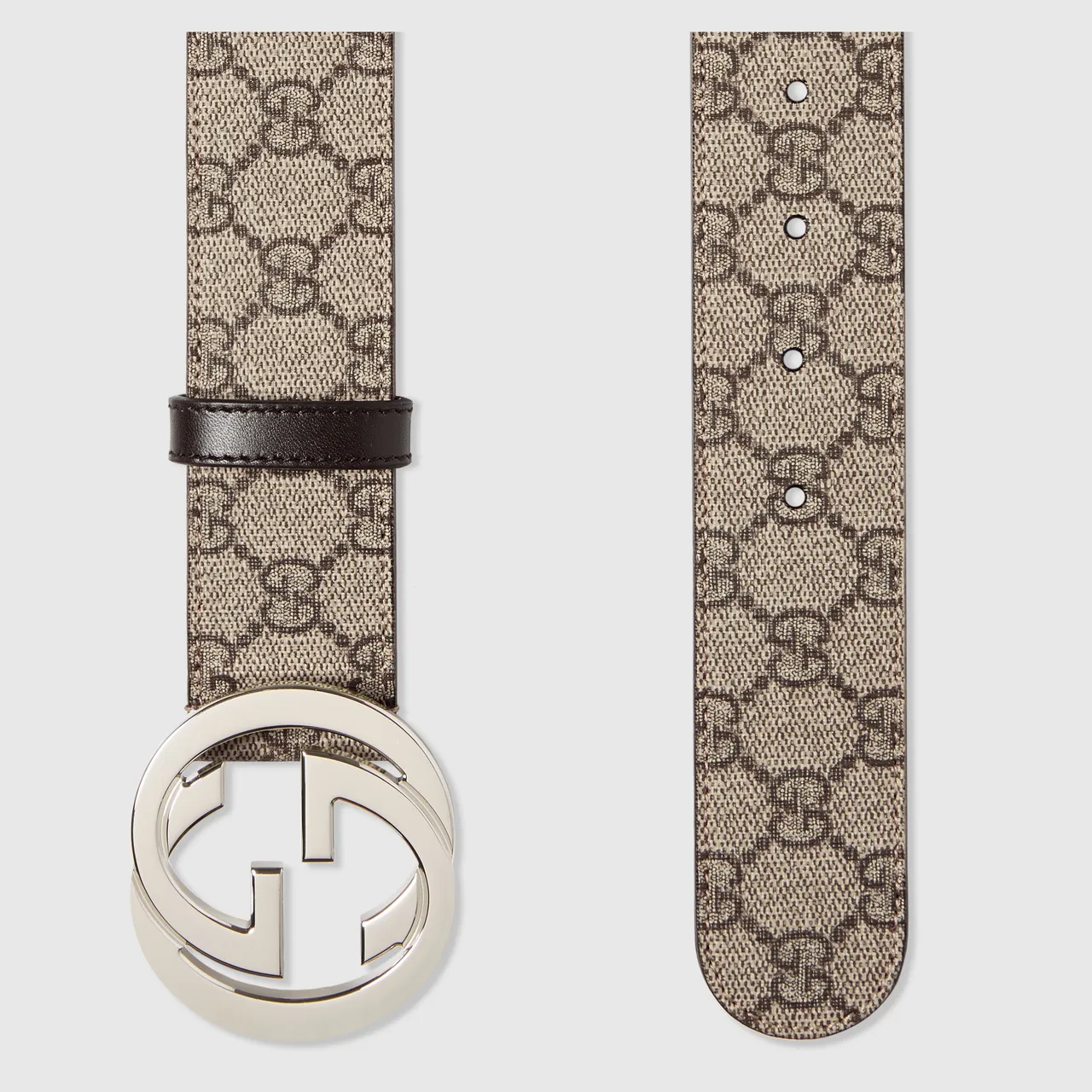 Gucci GG Marmont Interlocking G Buckle Beige Brown Leather Belt 2