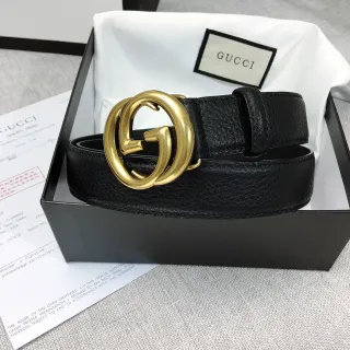 Gucci GG Marmont Interlocking G বাকল কালো চামড়ার বেল্ট