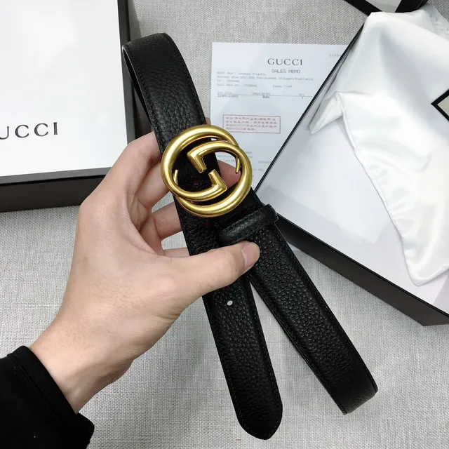Gucci GG Marmont Interlocking G Buckle Black Leather Belt 6