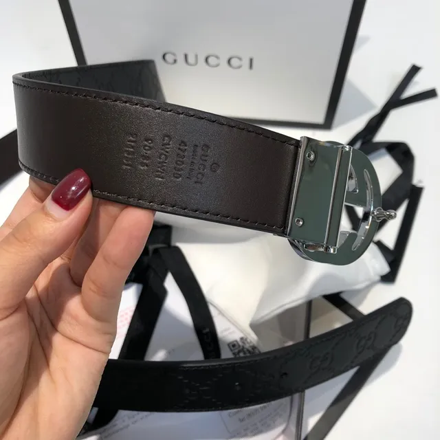 Gucci GG Marmont Interlocking G Buckle কালো চামড়ার বেল্ট 2
