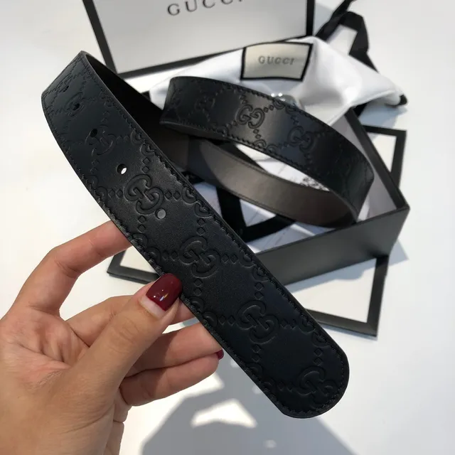 Gucci GG Marmont Interlocking G Buckle কালো চামড়ার বেল্ট 3