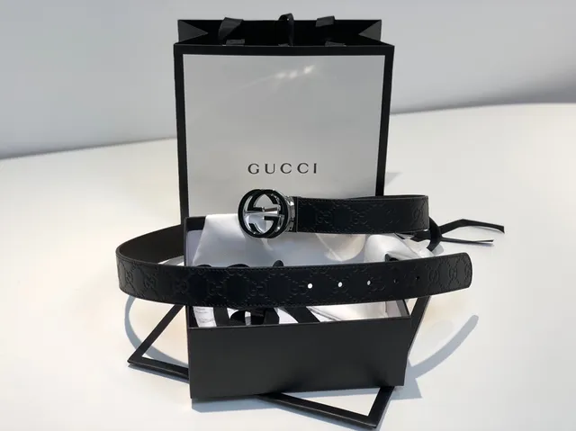Gucci GG Marmont Interlocking G Buckle কালো চামড়ার বেল্ট 4