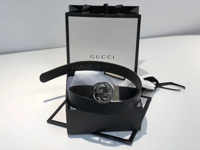 Gucci GG Marmont Interlocking G Buckle কালো চামড়ার বেল্ট 6