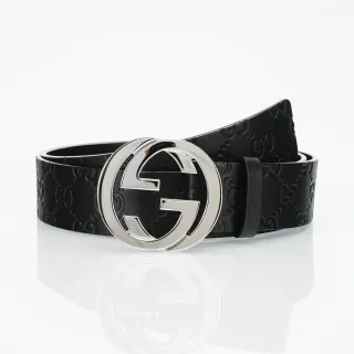 Gucci GG Marmont Interlocking G Buckle Black Leather Belt