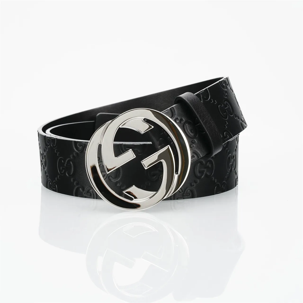 Gucci GG Marmont Interlocking G Buckle Black Leather Belt 3
