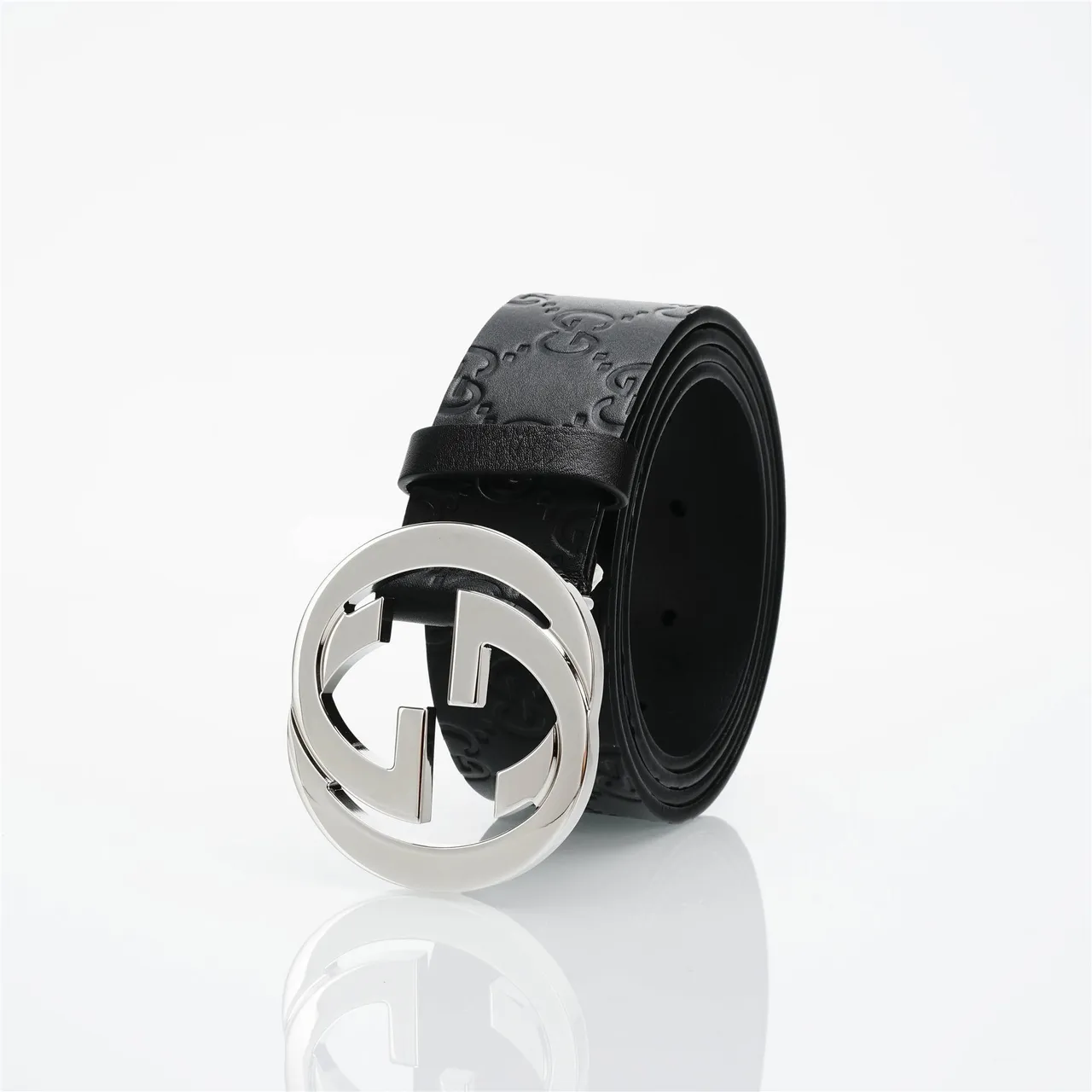 Gucci GG Marmont Interlocking G Buckle Black Leather Belt 6