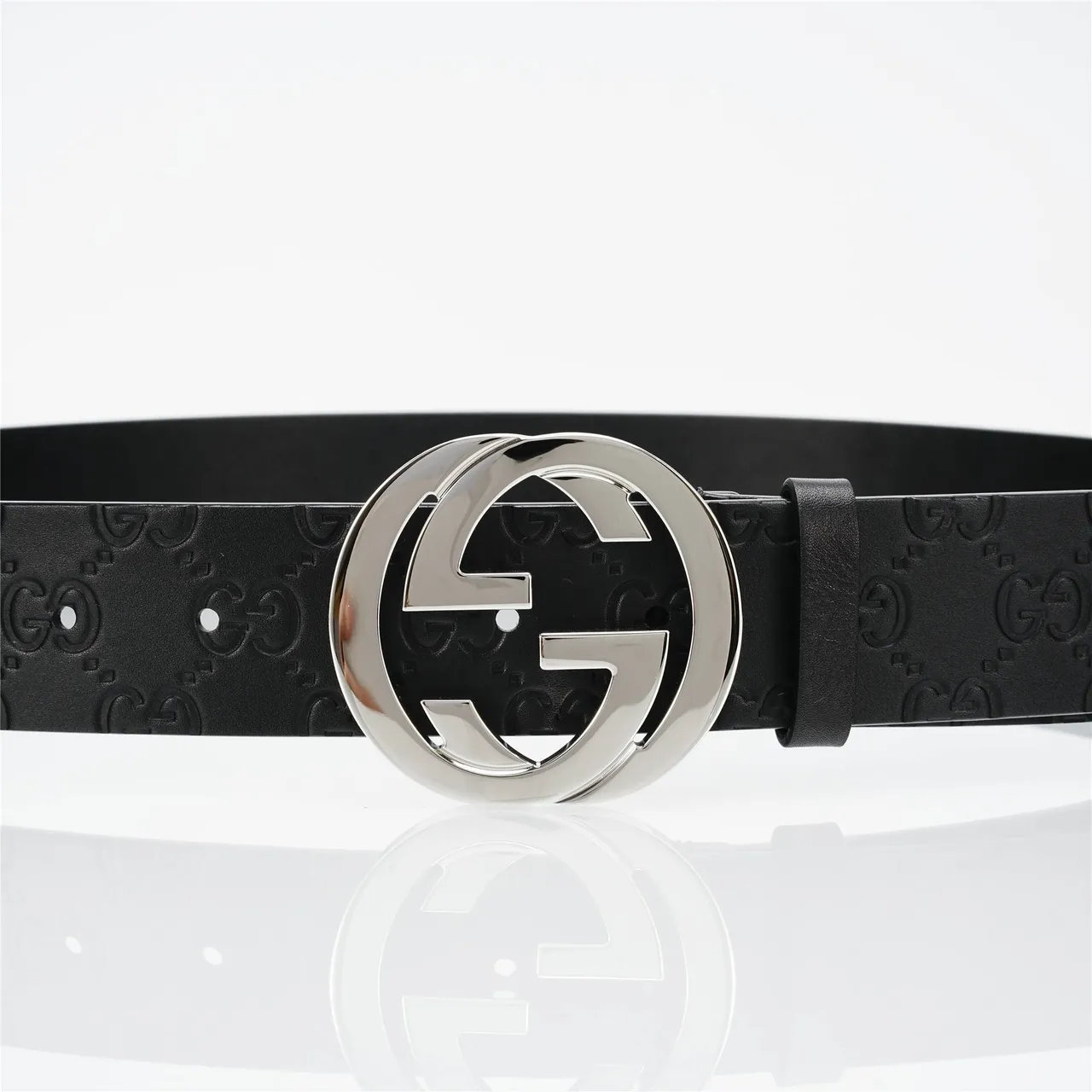 Gucci GG Marmont Interlocking G Buckle Black Leather Belt 8