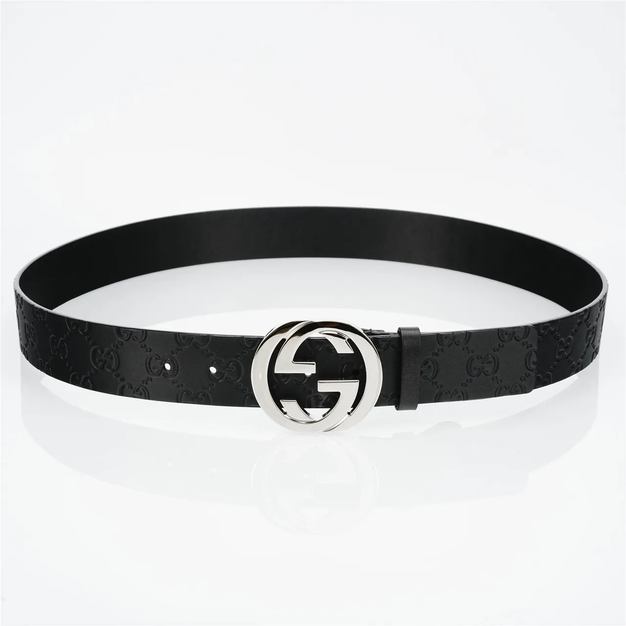 Gucci GG Marmont Interlocking G Buckle Black Leather Belt 9