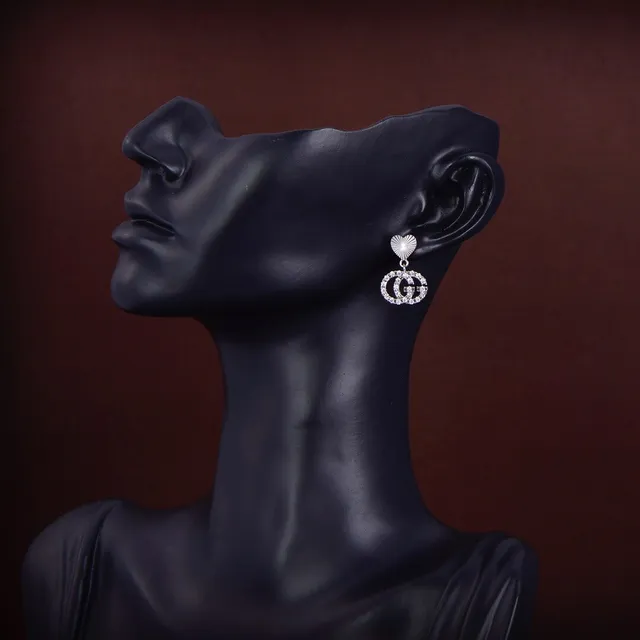 Gucci GG Marmont Interlocking G Crystal Heart Drop Earrings 2