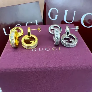 Gucci GG Marmont Interlocking G Pavé Hoop Earrings