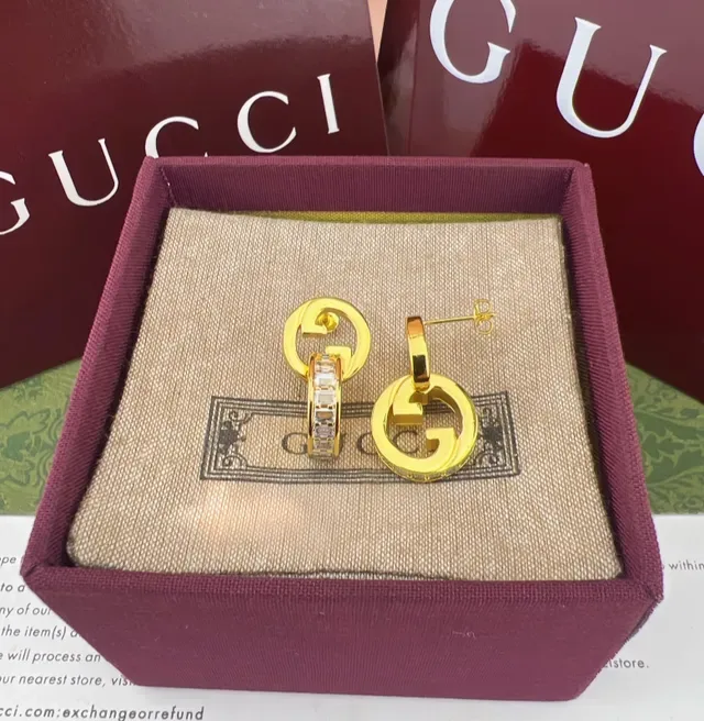 Gucci GG Marmont Interlocking G Pavé أقراط حلقان 4