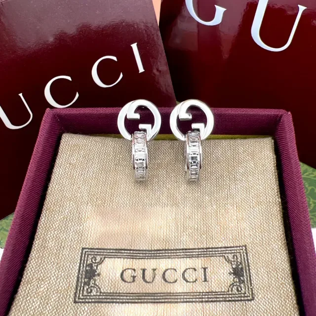 Gucci GG Marmont Interlocking G Pavé أقراط حلقان 5