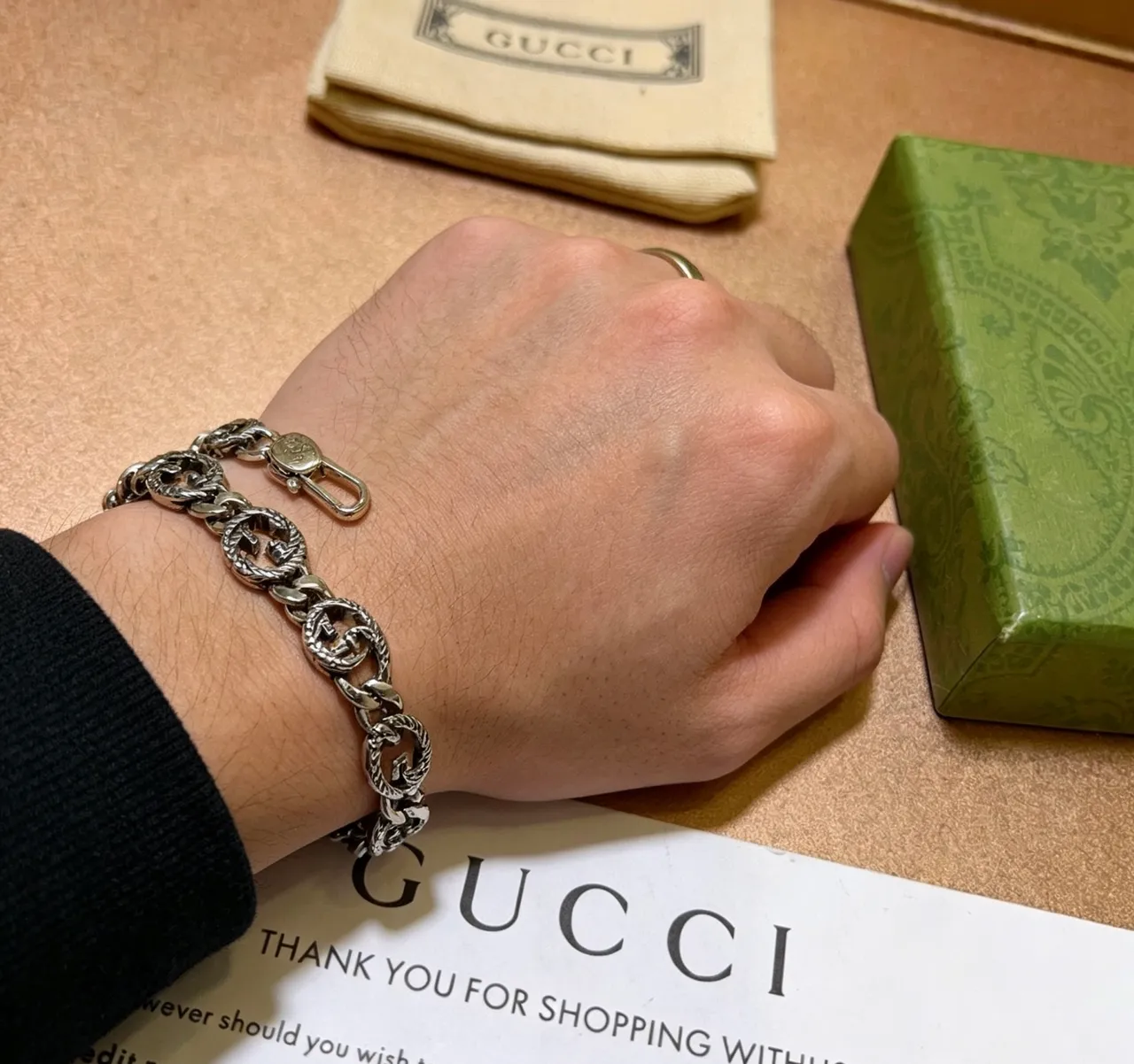 Gucci GG Marmont Interlocking G Rope-Textured Silver Bracelet 3