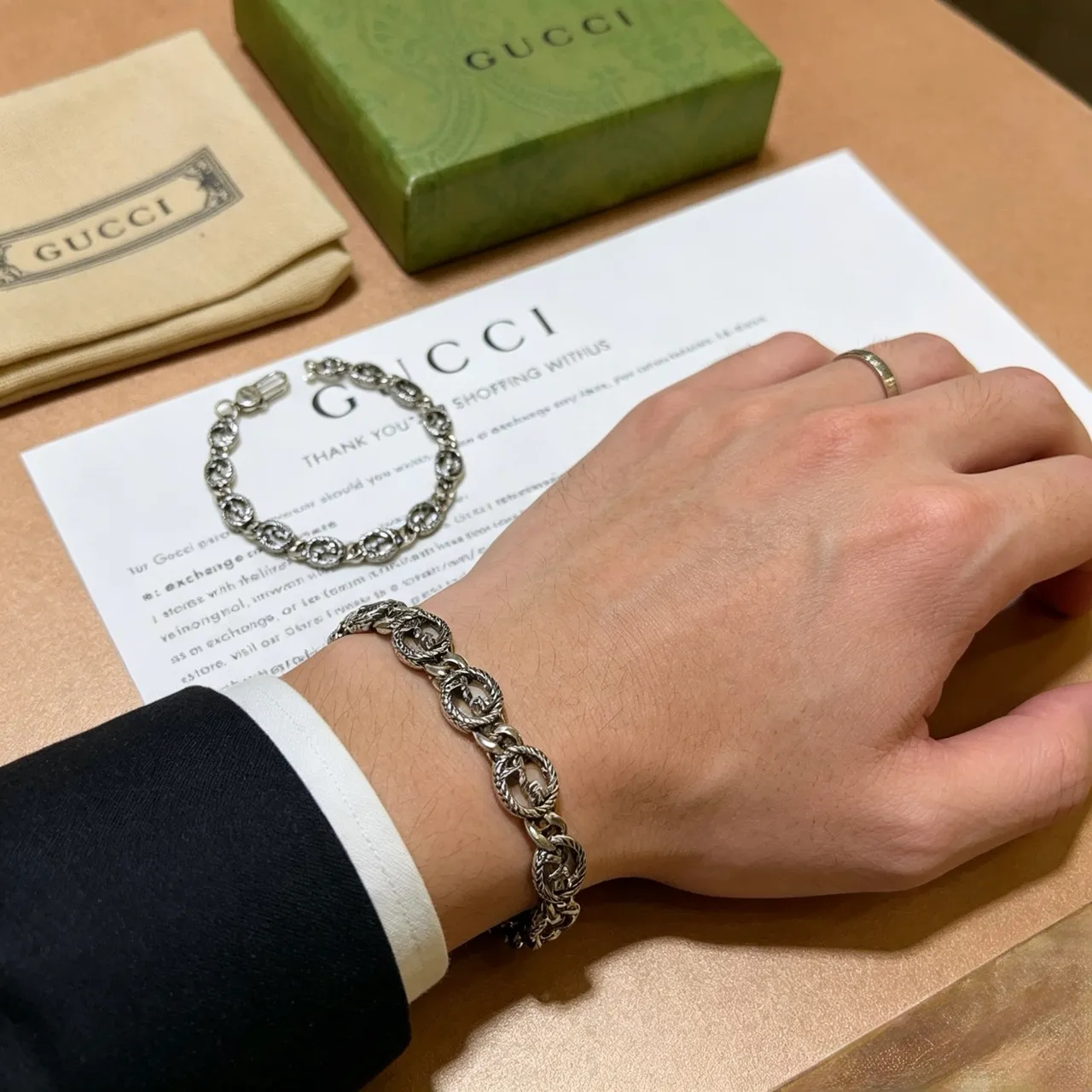 Gucci GG Marmont Interlocking G Rope-Textured Silver Bracelet 8