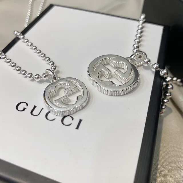 Gucci GG Marmont Interlocking G Silver Ball Chain Necklaces 2