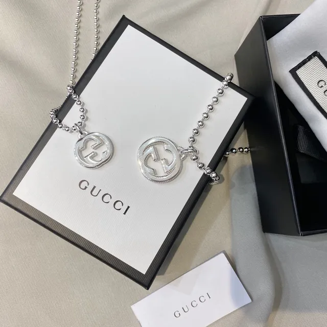 Gucci GG Marmont Interlocking G Silver Ball Chain Necklaces 4