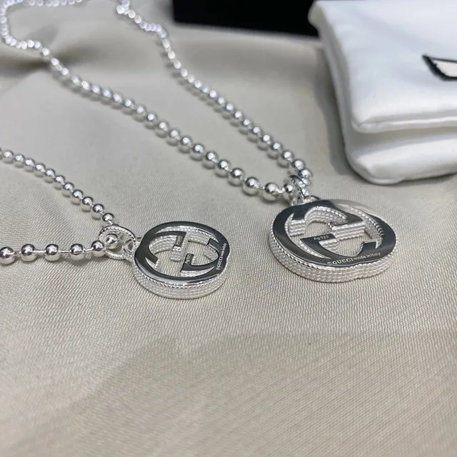 Gucci GG Marmont Interlocking G Silver Ball Chain Necklaces 7
