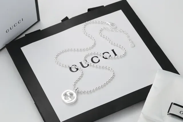 Gucci GG Marmont Interlocking G Silver Ball Chain Necklaces 5