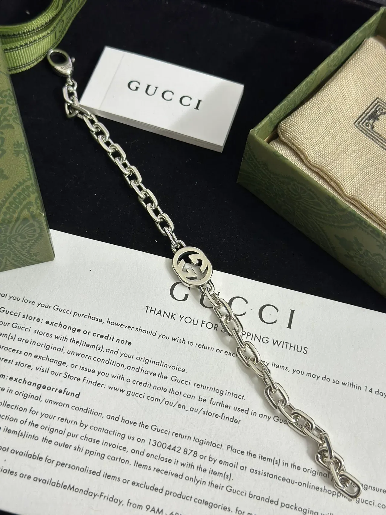 Gucci GG Marmont Interlocking G Silver-Tone Chain Bracelet 4