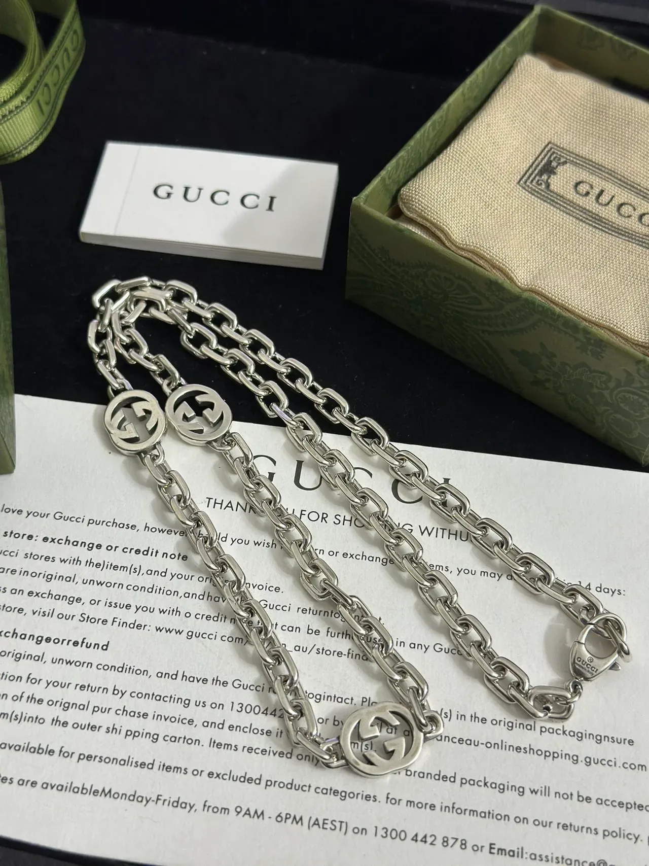 Gucci GG Marmont Interlocking G Silver-Tone Chain Bracelet 6