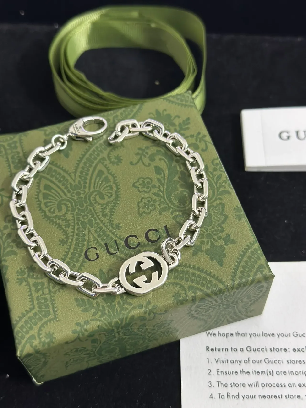 Gucci GG Marmont Interlocking G Silver-Tone Chain Bracelet 7