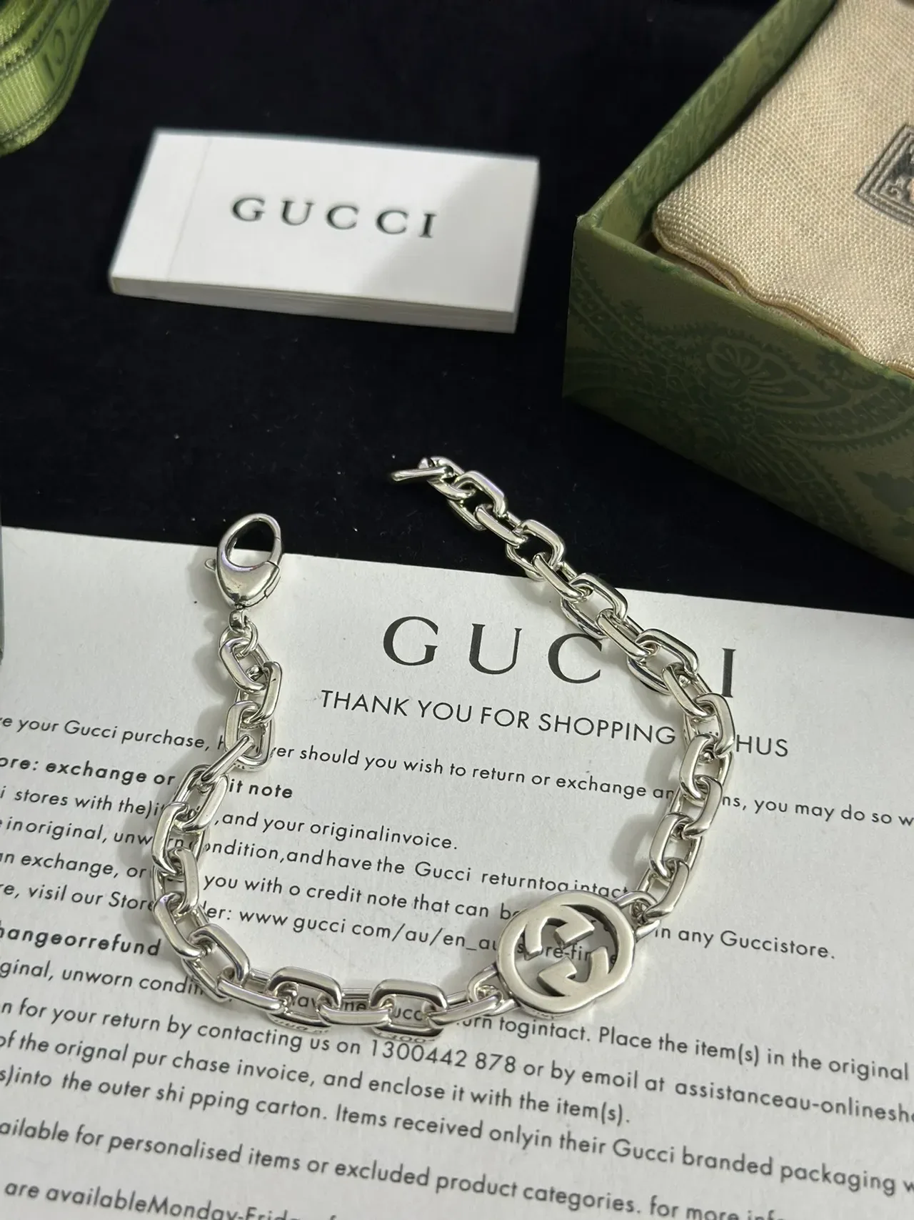 Gucci GG Marmont Interlocking G Silver-Tone Chain Bracelet 8