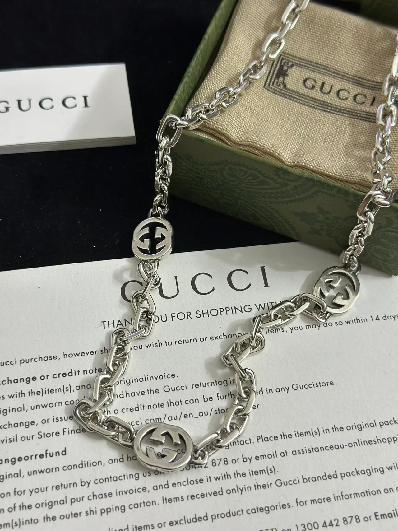Gucci GG Marmont Interlocking G Silver-Tone Chain Bracelet 9