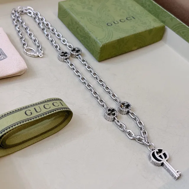 Gucci GG Marmont Key Pendant Silver-Tone Chain Necklace 4