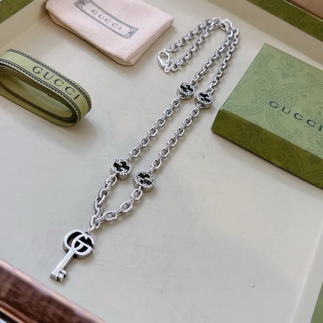 Gucci GG Marmont Key Pendant Silver-Tone Chain Necklace 9
