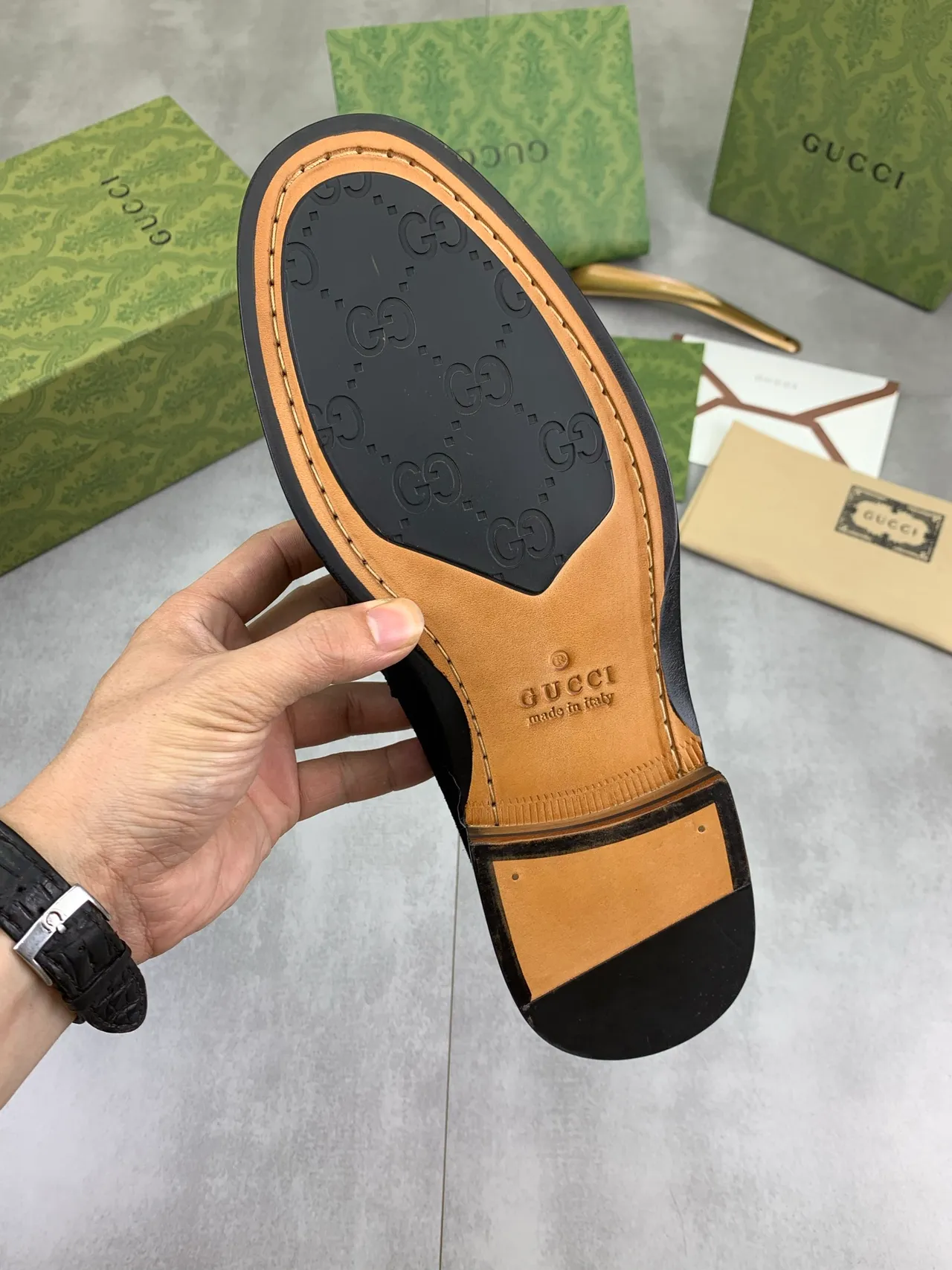 Gucci GG Marmont Loafer Black Suede Web Stripe Loafers 3