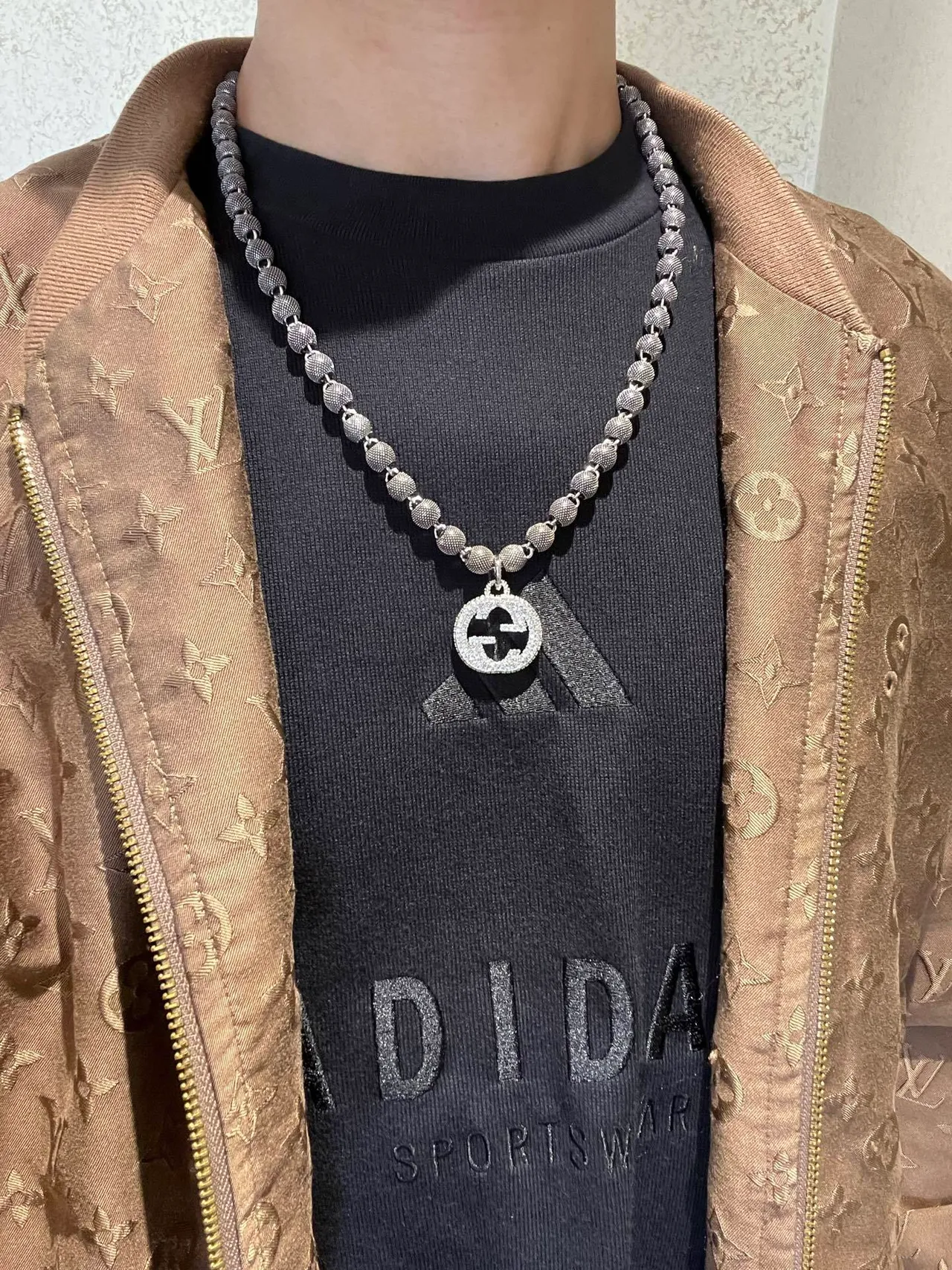 Gucci GG Marmont Pavé Interlocking G Beaded Chain Necklace 2
