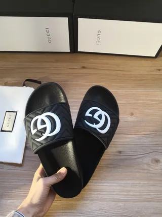 Gucci GG Marmont Quilted Interlocking GG Logo Black Slippers 3