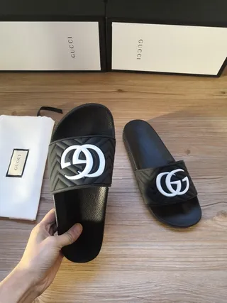 Gucci GG Marmont Quilted Interlocking GG Logo Black Slippers 4