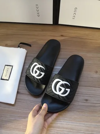 Gucci GG Marmont Quilted Interlocking GG Logo Black Slippers 5