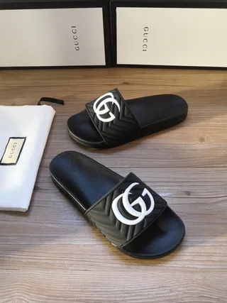 Gucci GG Marmont Quilted Interlocking GG Logo Black Slippers 6
