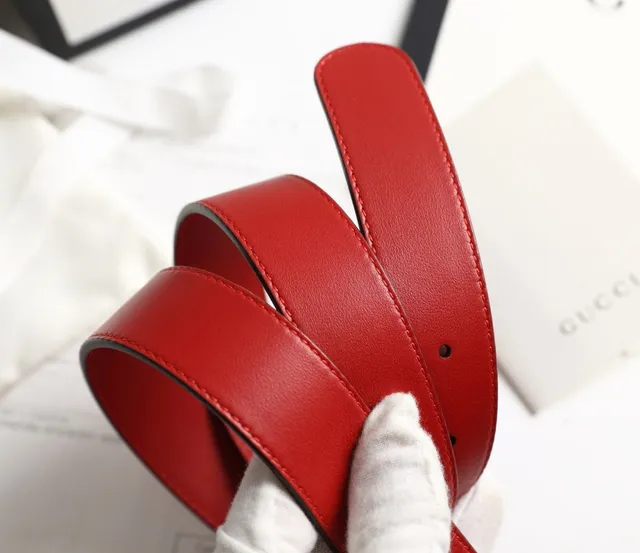 Gucci GG Marmont Rouge Or Interlocking G Boucle Cuir Lisse Ceinture 8