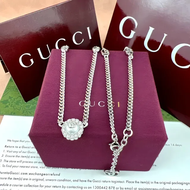 Gucci GG Marmont Rose Gold Crystal-Embellished Curb Chain Bracelet 6