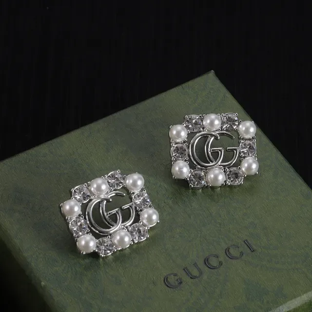 Gucci GG Marmont Square Pearl and Crystal Earrings 4